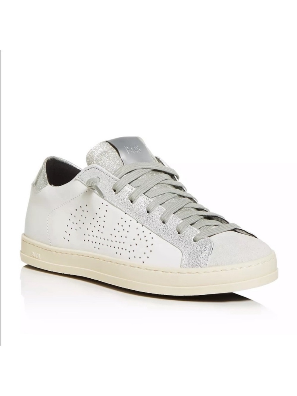 P448 John Sneaker Delhi Silver Metallic Glitter White Leather, EU 36 / US 6